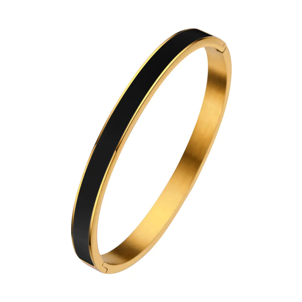 Color Epoxy Stainless Steel Women's Bracelet with Gold Buckle