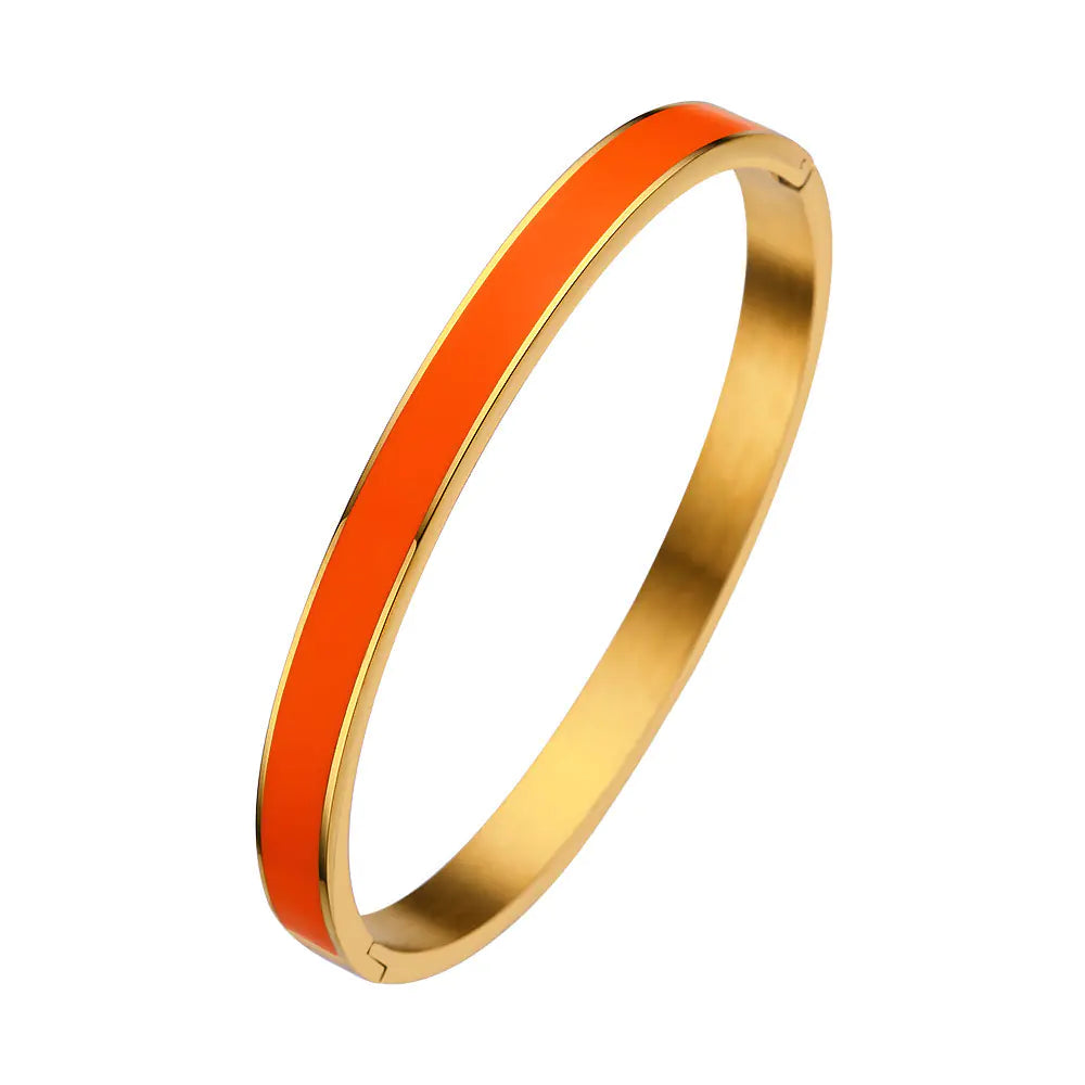 Color Epoxy Stainless Steel Women's Bracelet with Gold Buckle