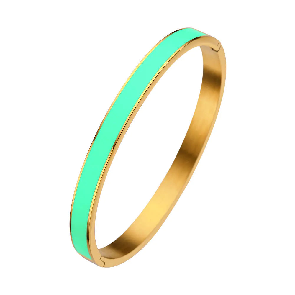 Color Epoxy Stainless Steel Women's Bracelet with Gold Buckle