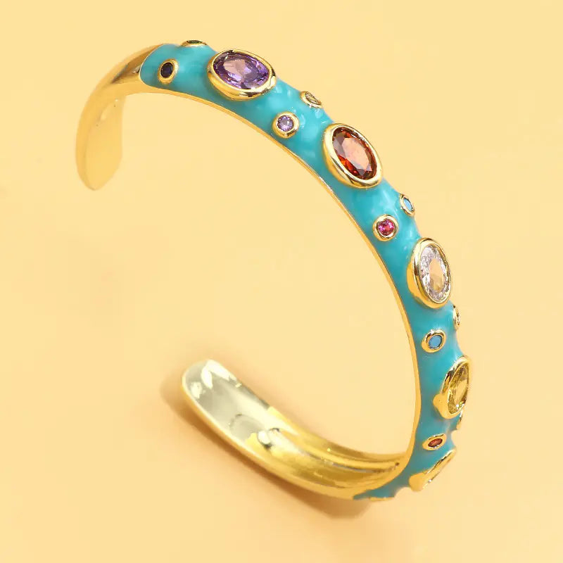 Exotic Multicolor Copper Inlaid Zircon Bracelet
