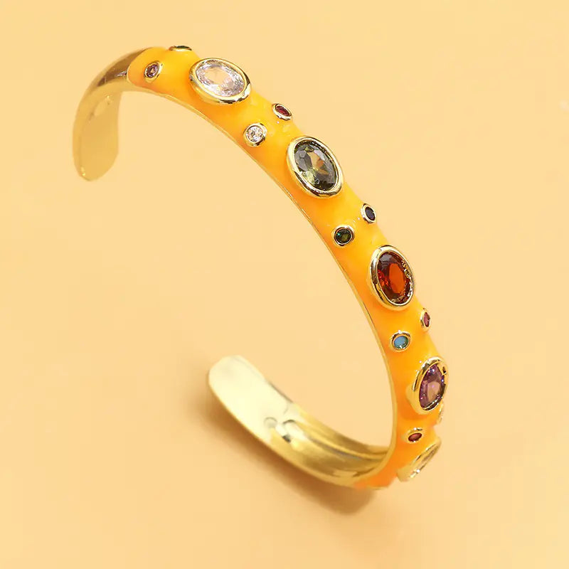 Exotic Multicolor Copper Inlaid Zircon Bracelet