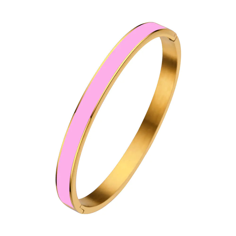 Color Epoxy Stainless Steel Women's Bracelet with Gold Buckle