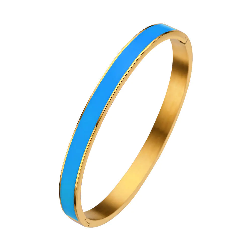 Color Epoxy Stainless Steel Women's Bracelet with Gold Buckle
