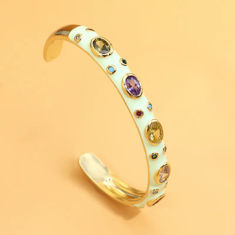 Exotic Multicolor Copper Inlaid Zircon Bracelet
