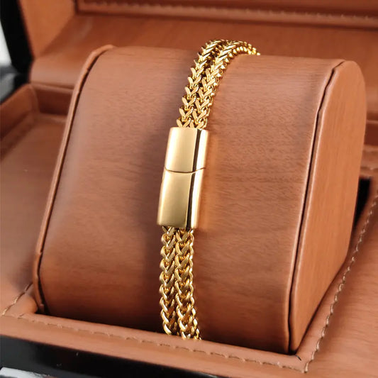 Men's Stainless Steel Bracelet with Magnet Buckle