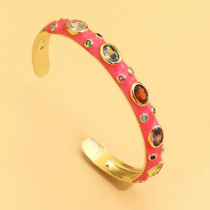 Exotic Multicolor Copper Inlaid Zircon Bracelet
