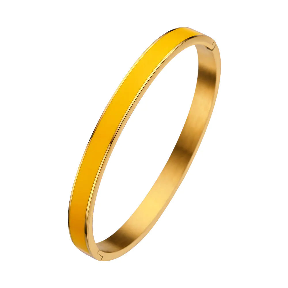 Color Epoxy Stainless Steel Women's Bracelet with Gold Buckle