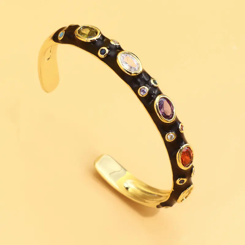 Exotic Multicolor Copper Inlaid Zircon Bracelet