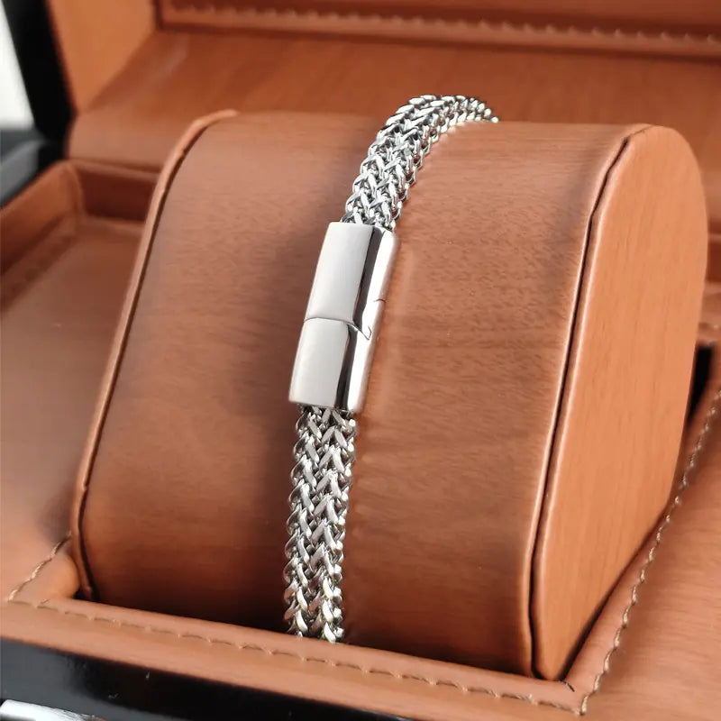 Men's Stainless Steel Bracelet with Magnet Buckle