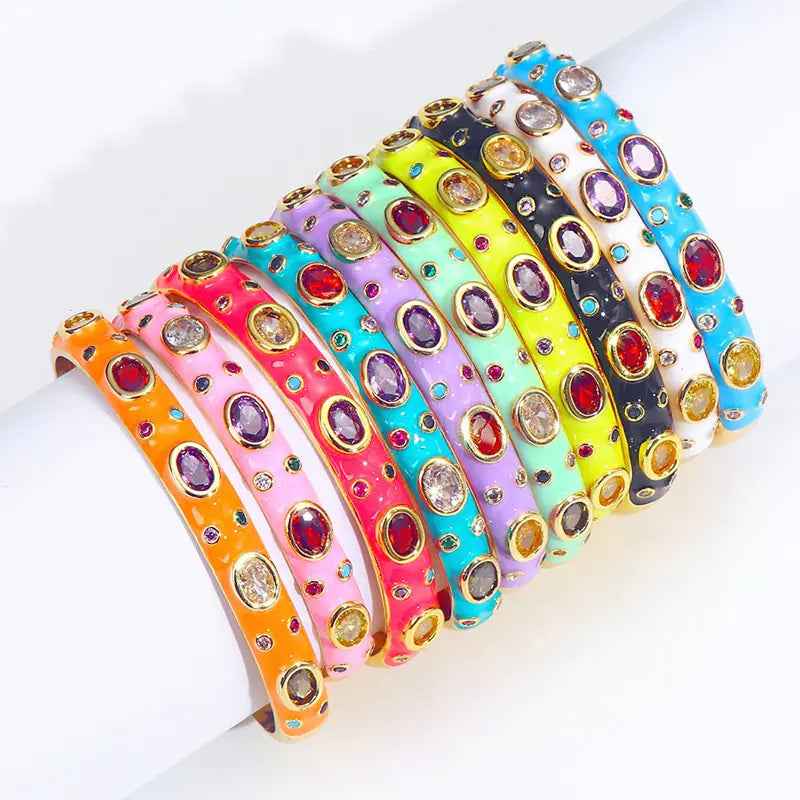 Exotic Multicolor Copper Inlaid Zircon Bracelet