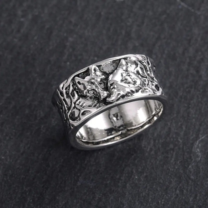 Vintage Wolf Pattern Alloy Ring for Men