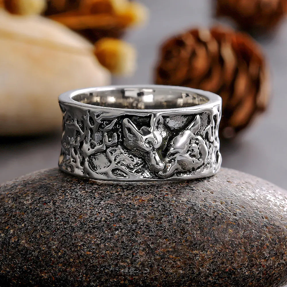 Vintage Wolf Pattern Alloy Ring for Men