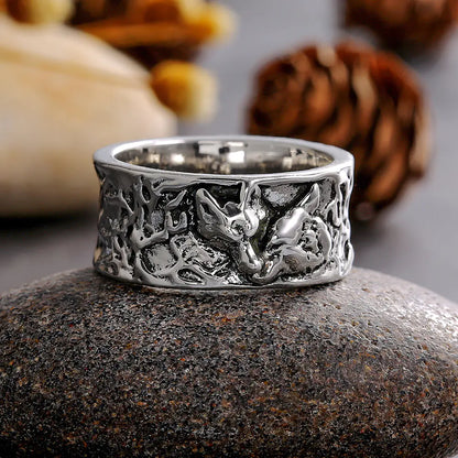 Vintage Wolf Pattern Alloy Ring for Men