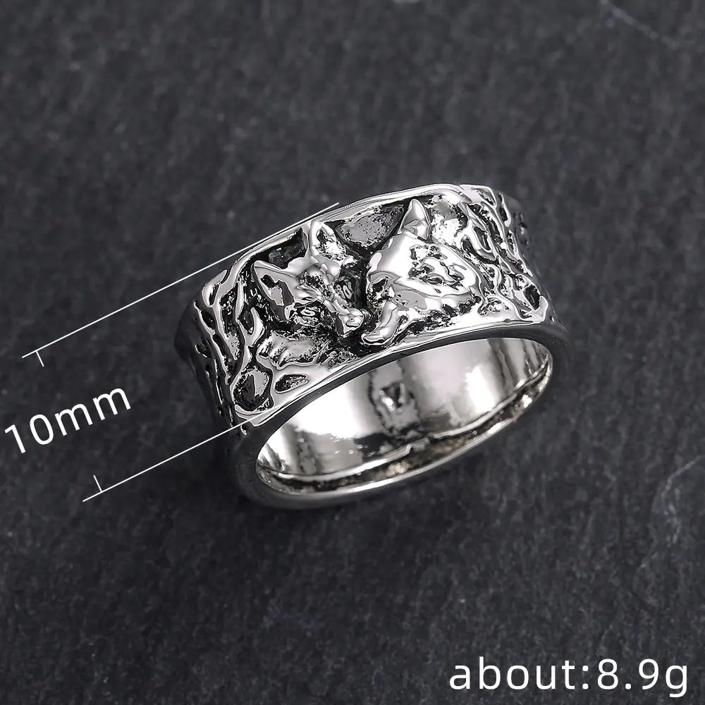 Vintage Wolf Pattern Alloy Ring for Men