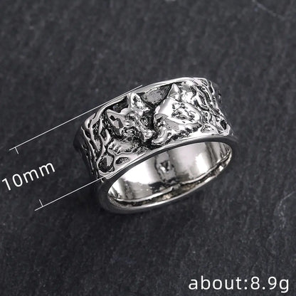 Vintage Wolf Pattern Alloy Ring for Men