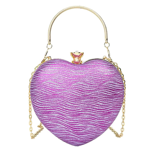 Sparkly Clutch Purses for Women Formal Clutch Heart Shape Evening Bag Purse Handbag for Wedding Cocktail Party (Purple Wave)