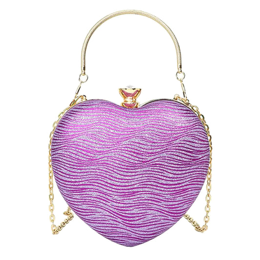 Sparkly Clutch Purses for Women Formal Clutch Heart Shape Evening Bag Purse Handbag for Wedding Cocktail Party (Purple Wave)