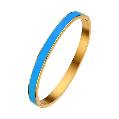 Color Epoxy Stainless Steel Women's Bracelet with Gold Buckle