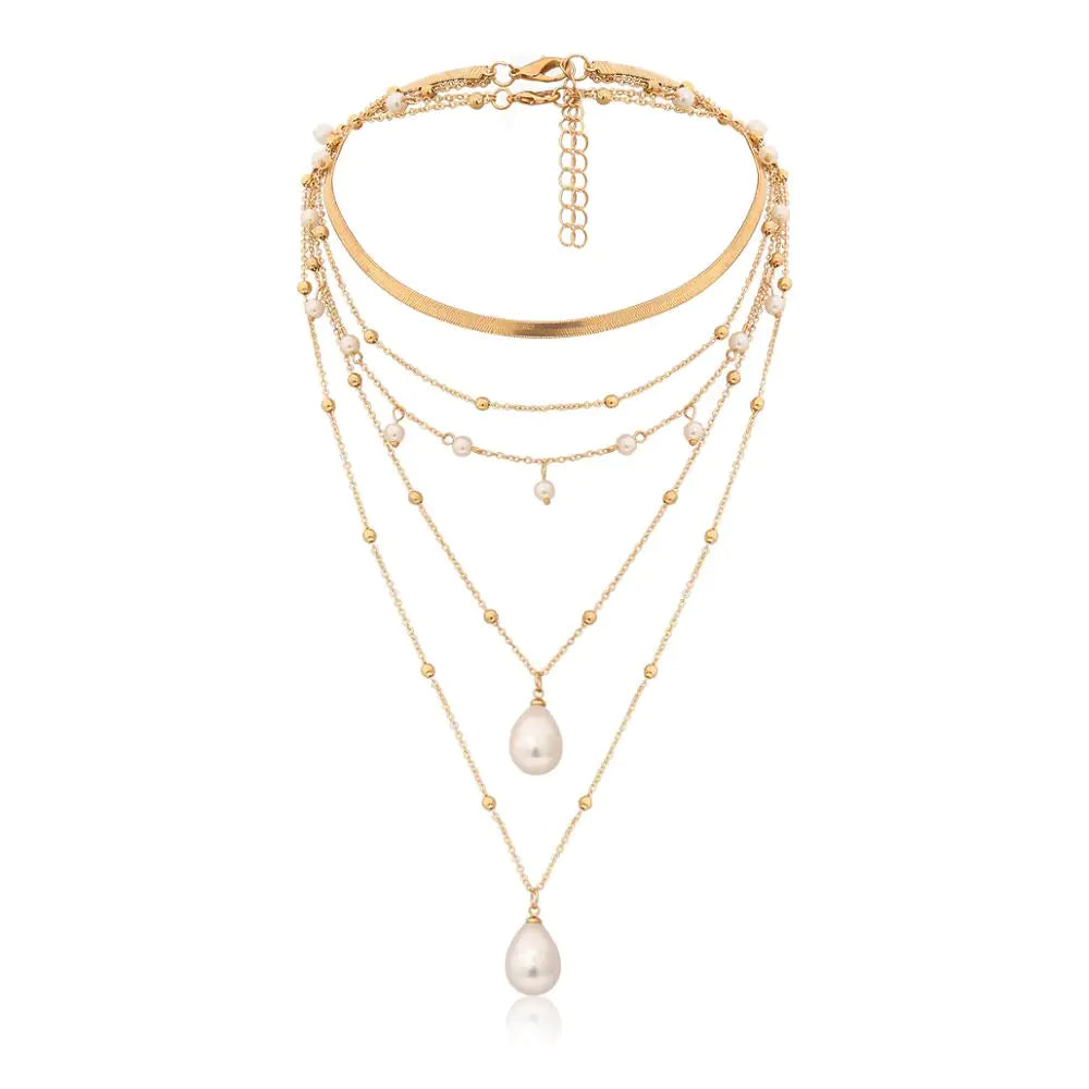 Exaggerated Portrait Coin Multi-Element Necklace