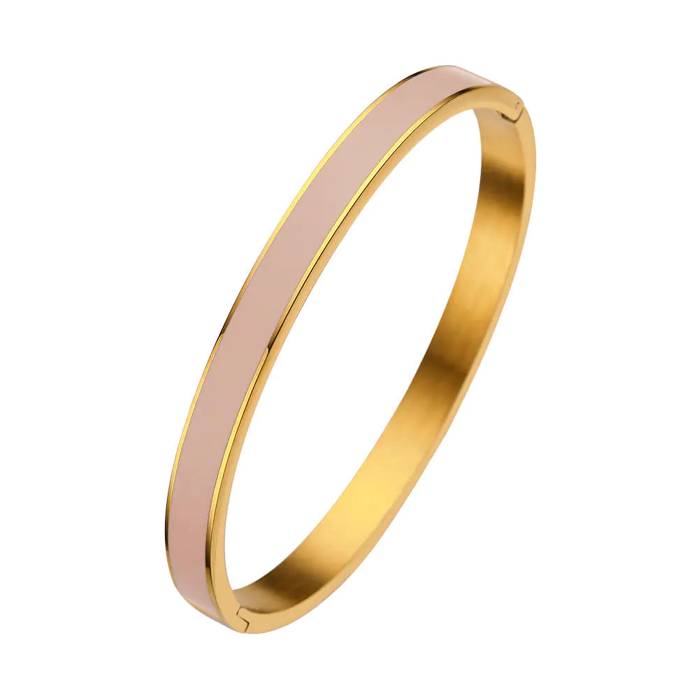 Color Epoxy Stainless Steel Women's Bracelet with Gold Buckle
