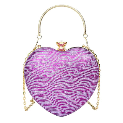 Sparkly Clutch Purses for Women Formal Clutch Heart Shape Evening Bag Purse Handbag for Wedding Cocktail Party (Purple Wave)