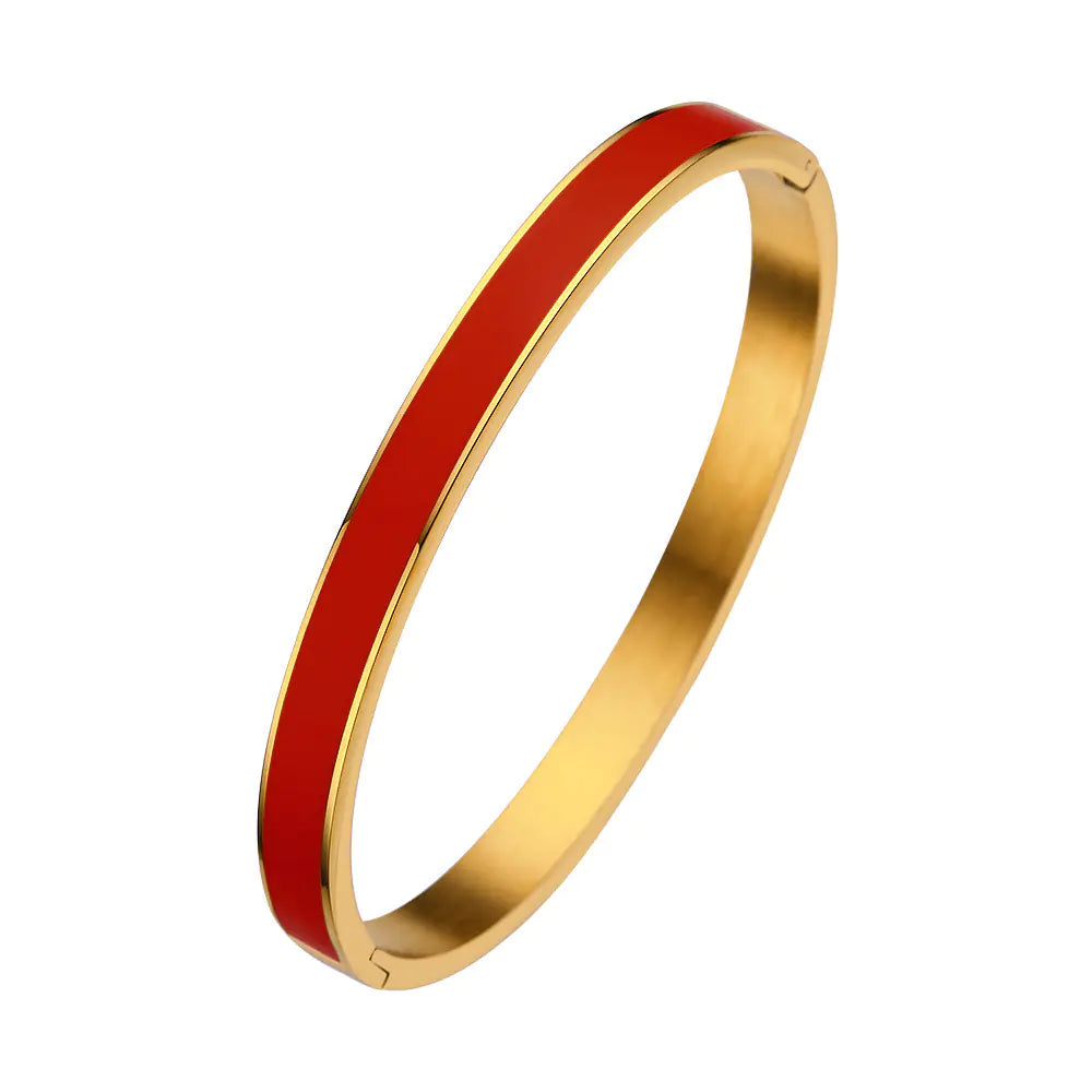 Color Epoxy Stainless Steel Women's Bracelet with Gold Buckle