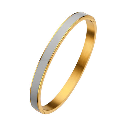 Color Epoxy Stainless Steel Women's Bracelet with Gold Buckle