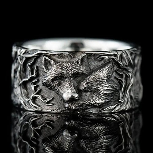 Vintage Wolf Pattern Alloy Ring for Men