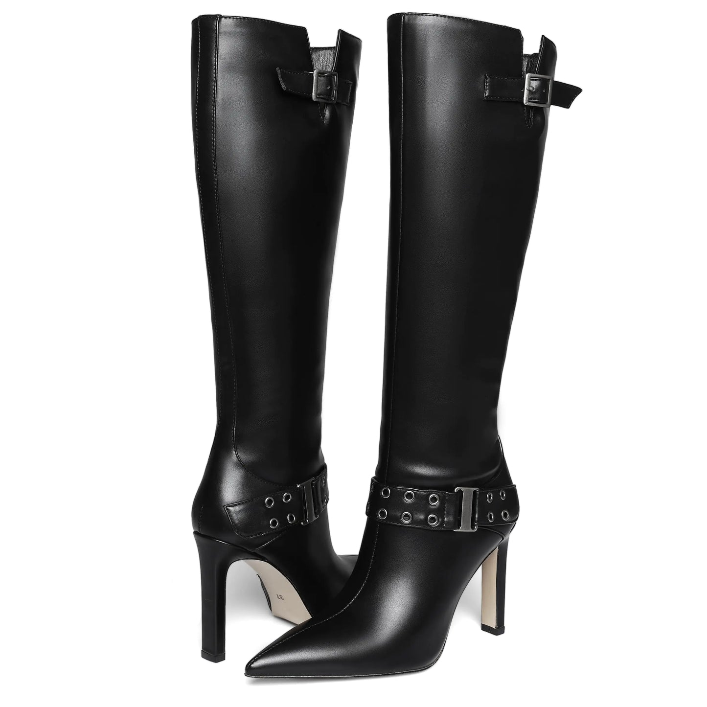 Noir Elegance Leather High Boots